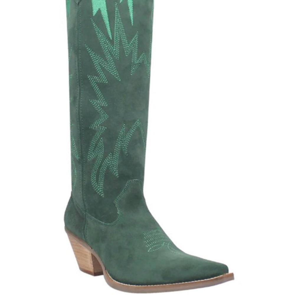 Dingo Womens Thunder Road Stacked Heel Cowboy Boots Green